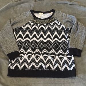 3/$15 Nice top, black/white/grey with beadwork size XL